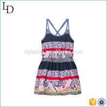 Floral et Stripe bébé filles robe fleur plage / robe décontractée pour les vacances